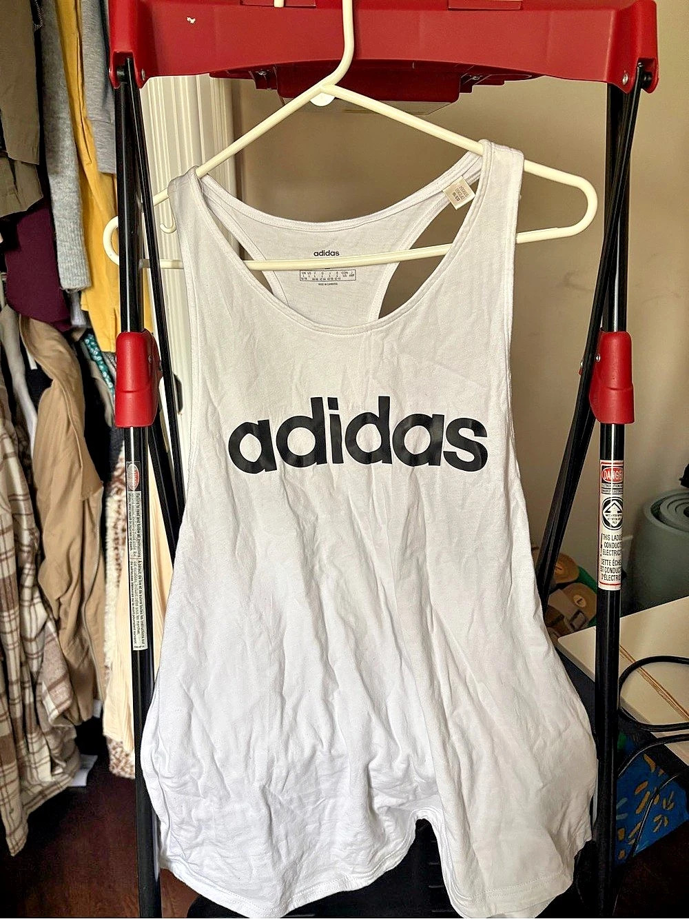 adidas Essentials Linear Logo Tank Top White Large - Women’s